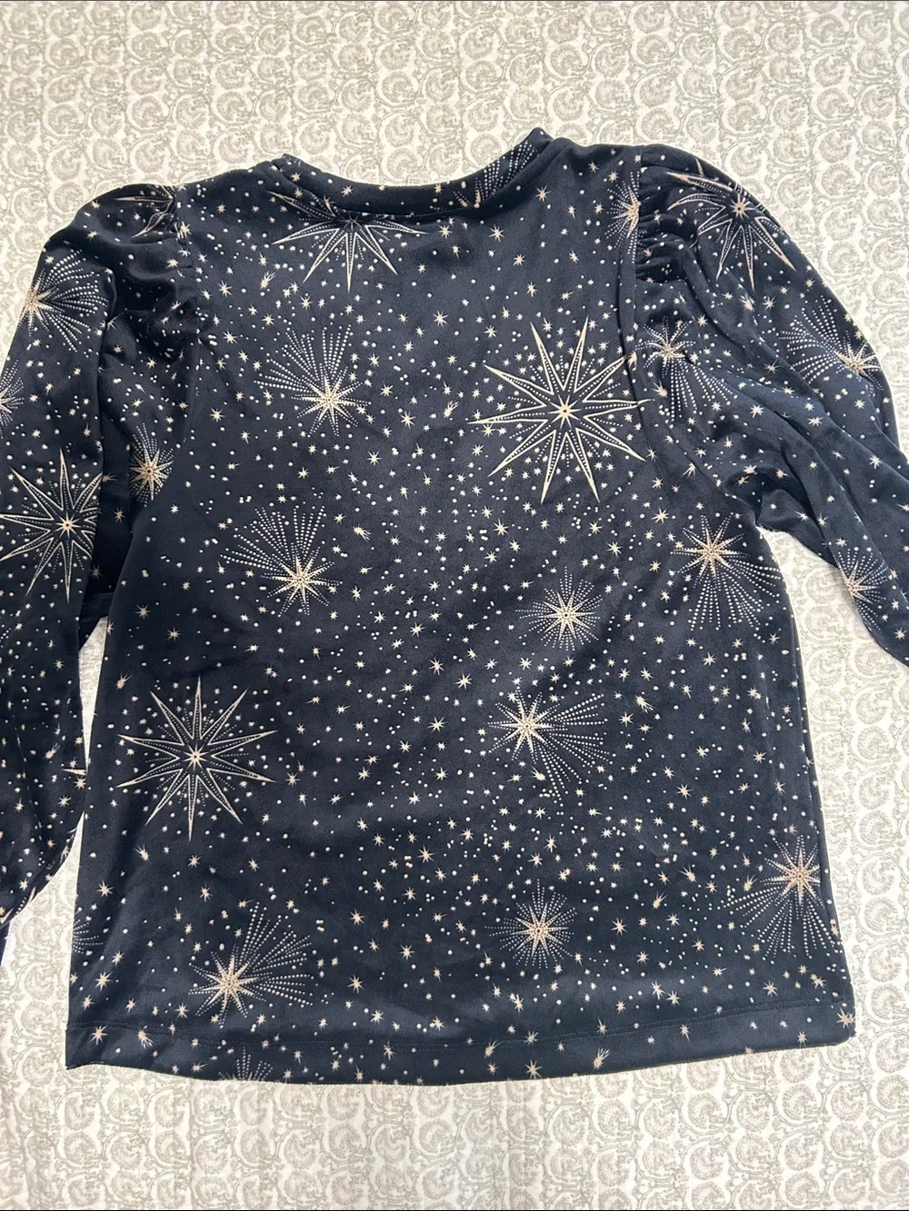LOFT Navy Starburst Print Top - Holiday, Cozy